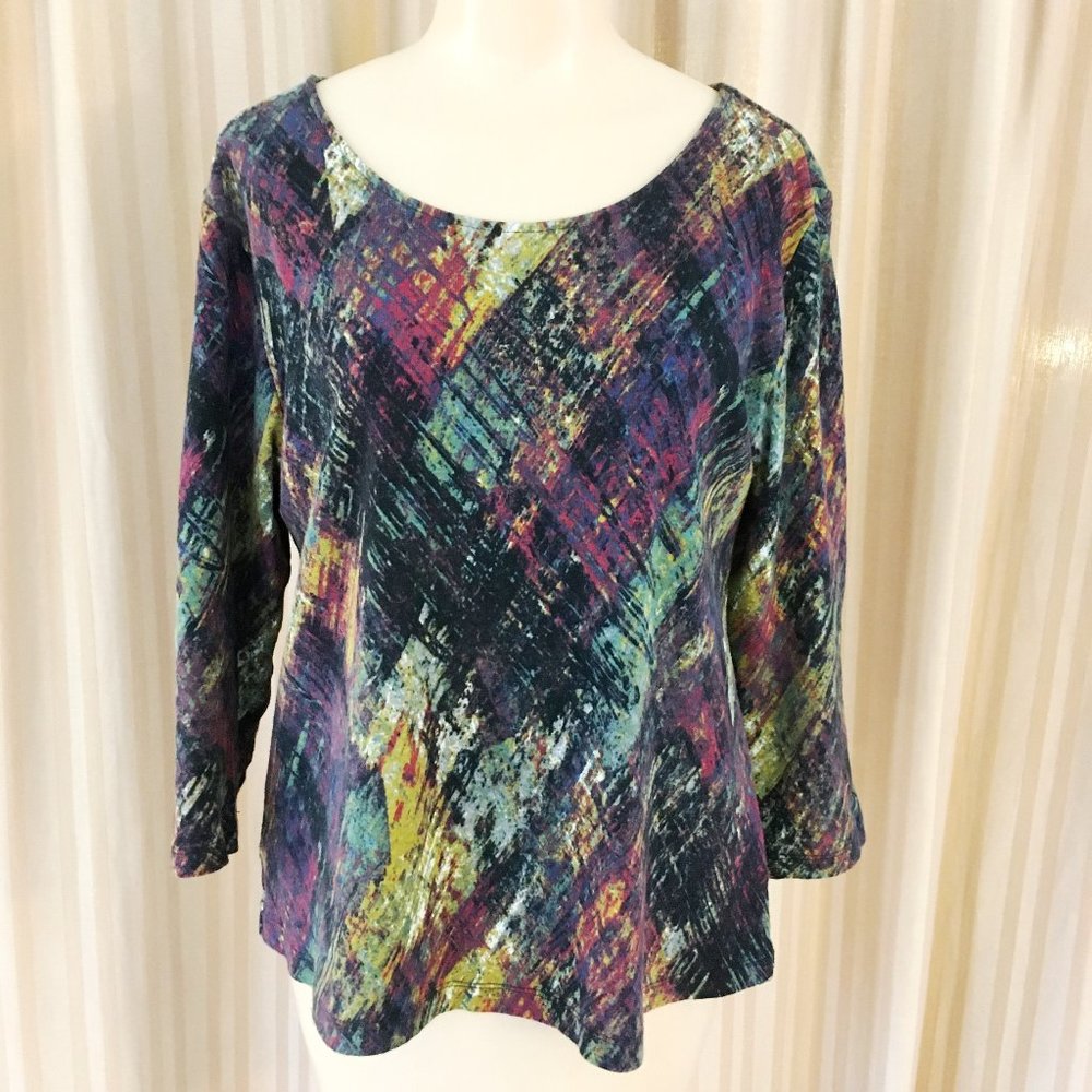 Habitat 100% cotton multicolor top, 3/4 sleeve